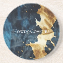 Western Blue Guld Cowboy Cowgirl Cowhide