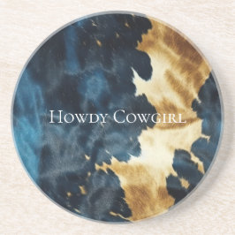 Western Blue Guld Cowboy Cowgirl Cowhide Underlägg