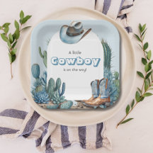Western Blue Little Cowboy Rodeo Boy Shower