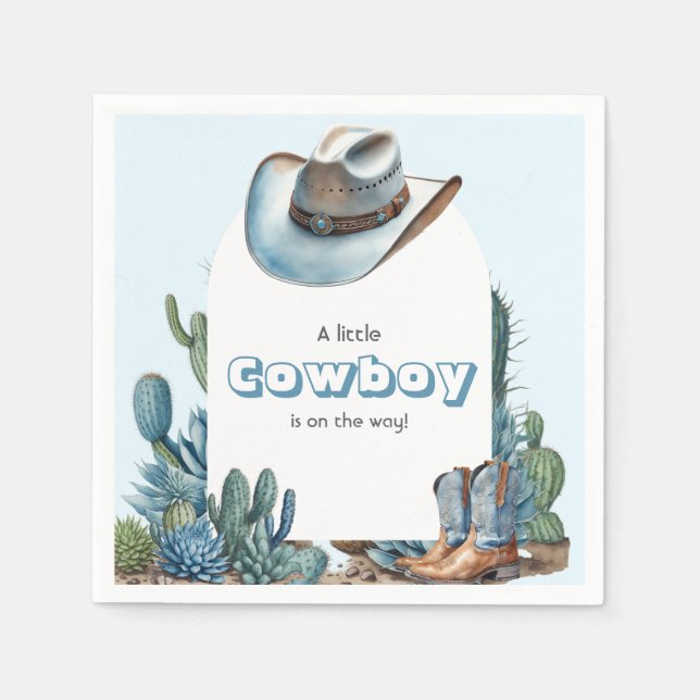 Western Blue Little Cowboy Rodeo Boy Shower Pappersservett (Framsidan)