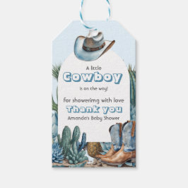 Western Blue Little Cowboy Rodeo Boy Shower Presentetikett