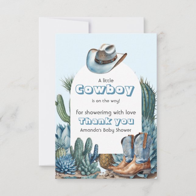 Western Blue Little Cowboy Rodeo Boy Shower Tack Kort (Framsida)