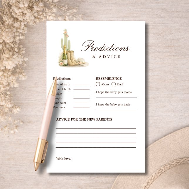 Western Boho Baby Shower Predictions & Advice Game (Skapare uppladdad)