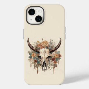 Western Boho Bull Skull-Blommigt