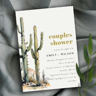 Western Boho Cacti Desert Ligcape Par Shower Inbjudningar