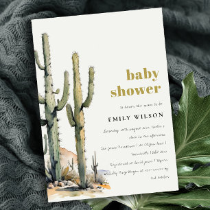 Western Boho Cactus Desert Ligcape Baby Shower Inbjudningar