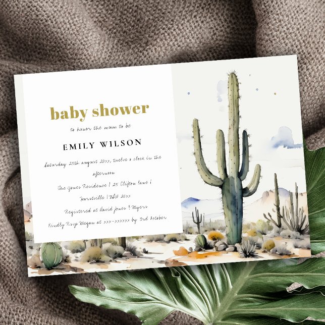 Western Boho Cactus Desert Ligcape Baby Shower Inbjudningar (Skapare uppladdad)