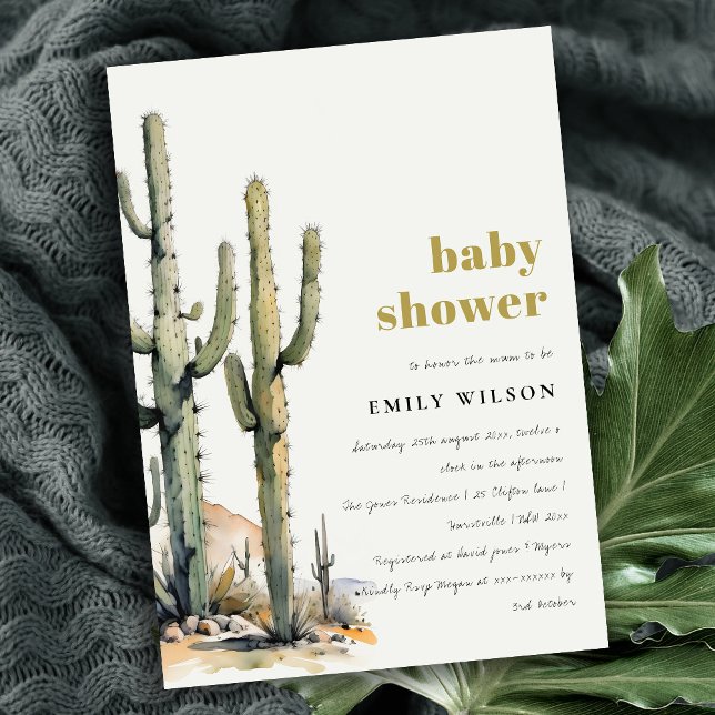 Western Boho Cactus Desert Ligcape Baby Shower Inbjudningar (Skapare uppladdad)
