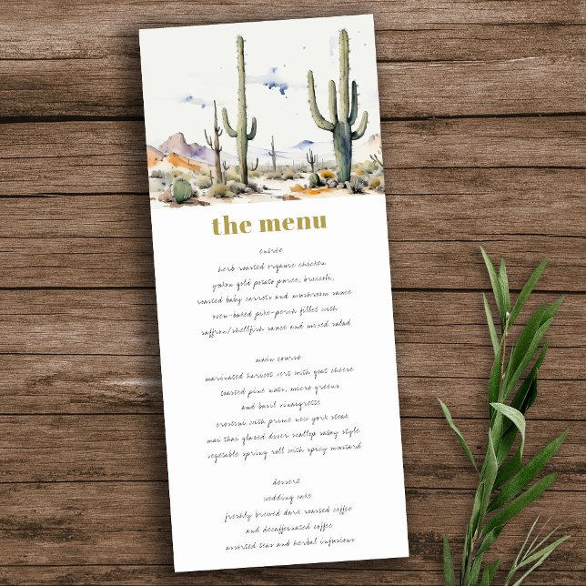 Western Boho Cactus Desert Ligcape Bröllop Menu Inbjudningar (Skapare uppladdad)
