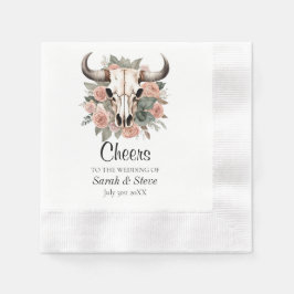 Western Boho Cow Blommigt Skull Sage Bröllop Pappersservett