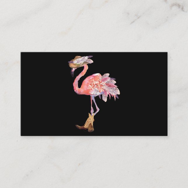 Western Boho Cowgirl Flamingo Skriv ut Visitkort (Framsida)