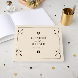 Western Boho Horseshoe Monogram Ranch Farm Bröllop Gästböcker