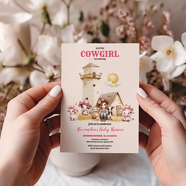 Western Boho Rosa Cowgirl Baby Shower Inbjudningar (Skapare uppladdad)