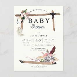 Western Boho Stil Baby Shower-inbjudan Vykort