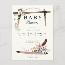 Western Boho Stil Baby Shower-inbjudan Vykort