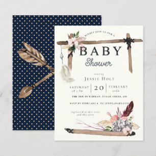 Western Boho Stil Baby Shower Inbjudningar