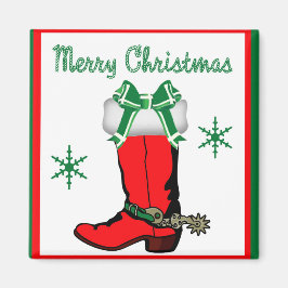 Western Boot som ligger med God jul Magnet
