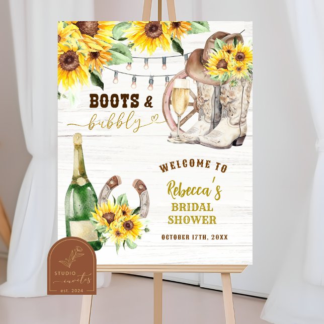 Western Boots & Bubbly Bridal Shower Welcome Sign Poster (Skapare uppladdad)