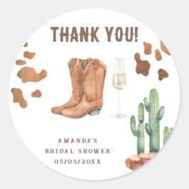 Western Boots & Bubbly Tack bröllopsdusch Runt Klistermärke