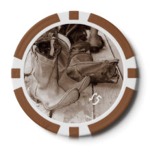 Western Boots Clay Poker Chip, anpassningsbar
