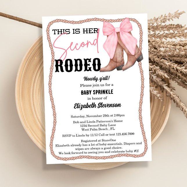 Western Boots Rosa Rosett Rodeo Andra Babyfirande Inbjudningar (Skapare uppladdad)