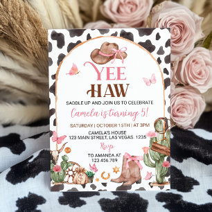 Western Bows Rosa Cowgirl Birthday-inbjudan Inbjudningar
