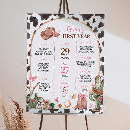 Western Bows Rosa Cowgirl Birthday Milestone Poster