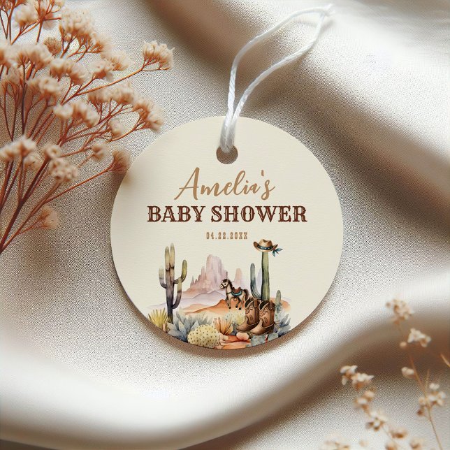 Western Boy A Little Cowboy Rustic Baby Shower Gåvor Etiketter (Skapare uppladdad)
