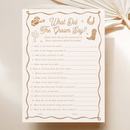 Western Bridal Shower What Did the Groom Say Game  Inbjudningar