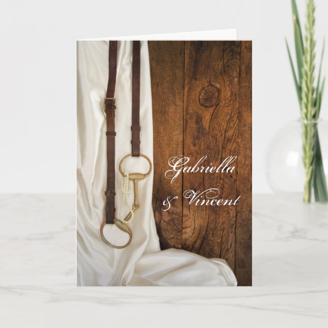 Western bröllopsinbjudan med vit platinagnos inbjudan (Framsida)