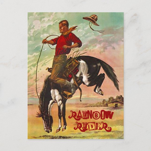 WESTERN BRONC-HORSE OCH RAINBOW-RIDER VYKORT (Framsida)