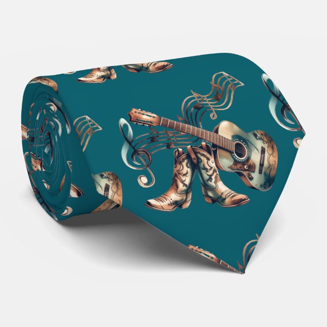 Western Bronze Music Theme Guitar and Boots Slips (Rullad)