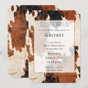 Western Brown Black Cowboy Cowhide Inbjudningar