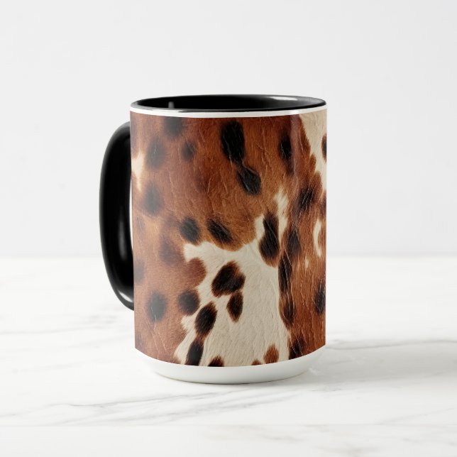 Western Brown Black Cowboy Cowhide Mugg (Framsida vänster)