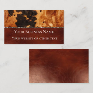 Western Brown Black Cowhide Visitkort