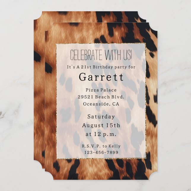 Western Brown Black Cream Cowhide Inbjudningar (Fram/baksida)