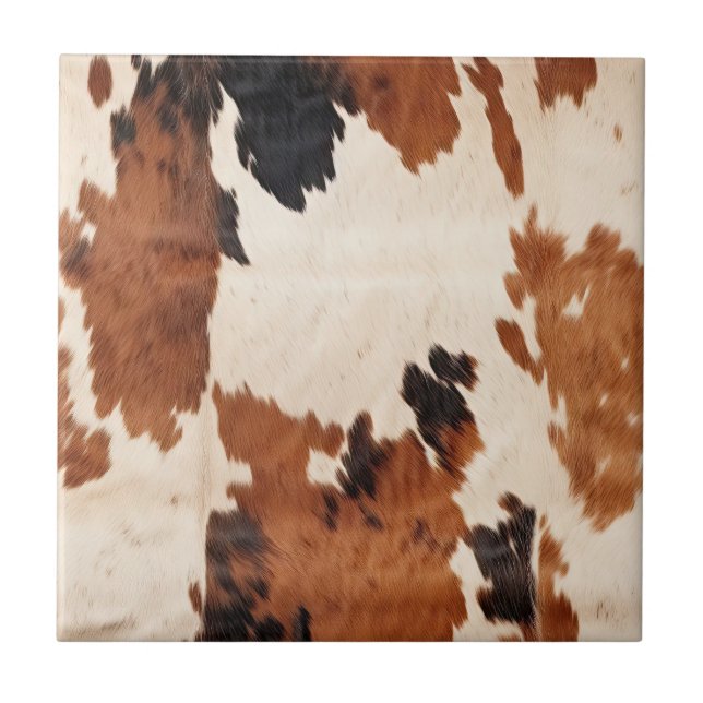 Western Brown Black White Cowhide Kakelplatta (Framsidan)