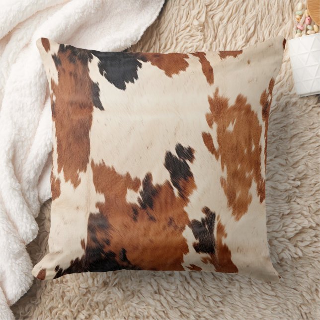 Western Brown Black White Cowhide Kudde (Filt)