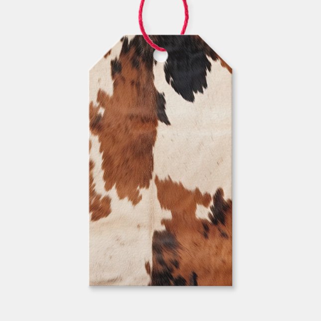 Western Brown Black White Cowhide Presentetikett (Framsidan)
