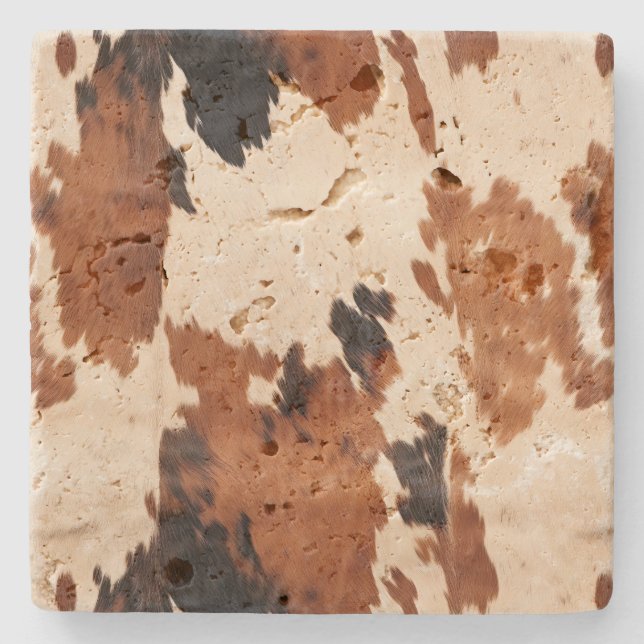 Western Brown Black White Cowhide Stenunderlägg (Framsidan)