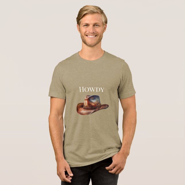 Western Brown Cowboy Hat T Shirt (Framsida Full)