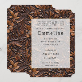 Western Brown Cowgirl Bohemian Blommigt Inbjudningar