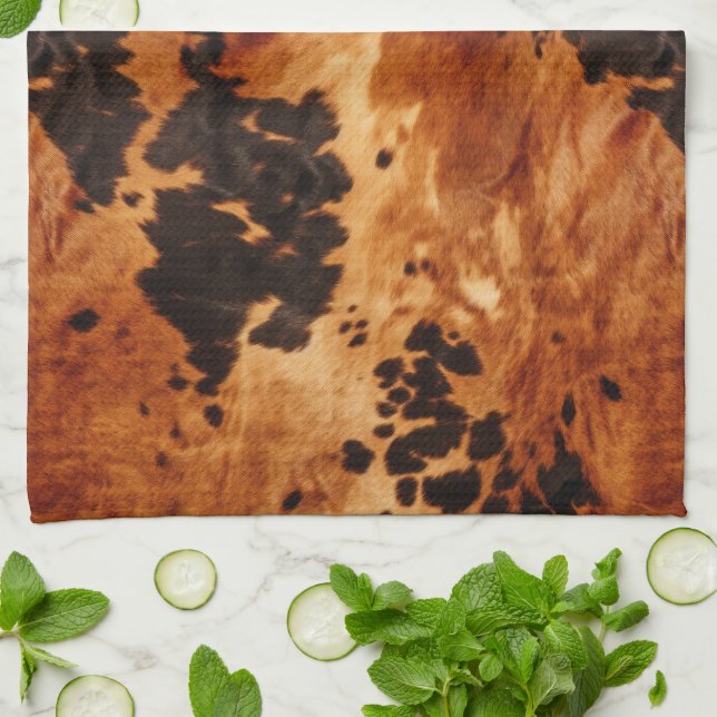 Western Brown Cowhide Cowboy Cowgirl Kökshandduk (Vikta)