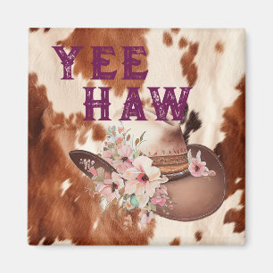 Western Brown Cream Blommigt Cowgirl Hat Magnet