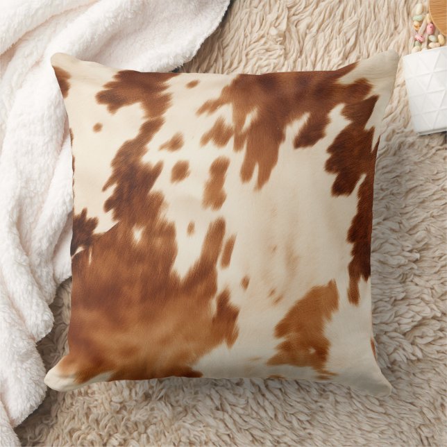Western Brown Cream Cowhide Kudde (Filt)