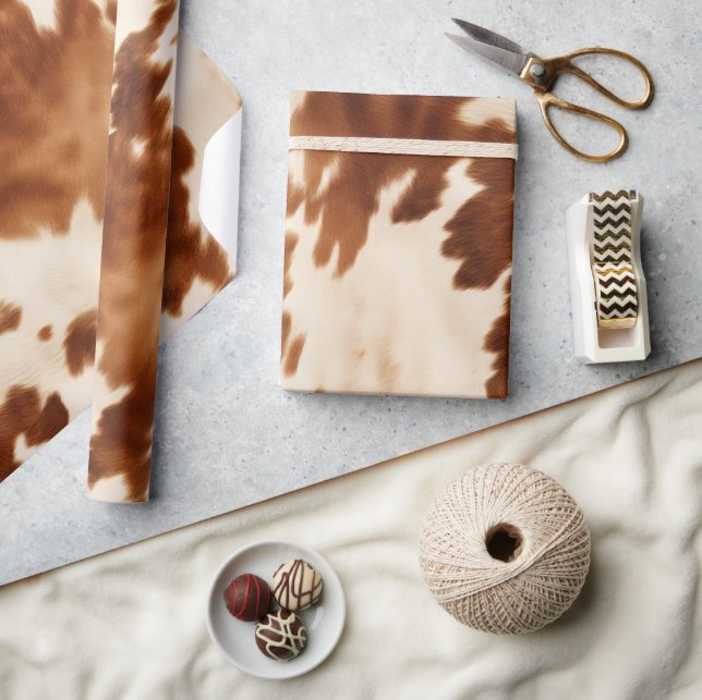 Western Brown Cream Cowhide Presentpapper (Hantverk)