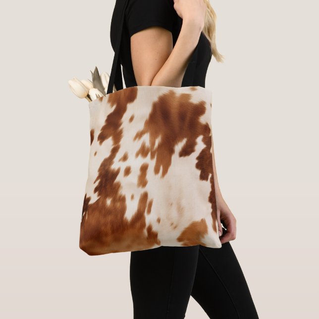 Western Brown Cream Cowhide Tygkasse (Närbild)