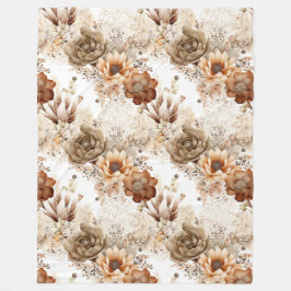 Western Brown Cream Southwest Blommigt Fleecefilt