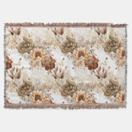 Western Brown Cream Southwest Floral Filt