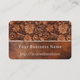 Western Brown Faux Leather-Blommigt Visitkort
